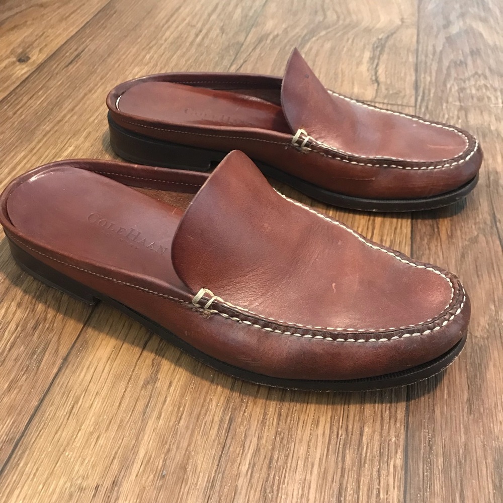 Cole Haan Country Brown Leather Slide Loafers